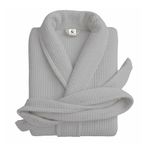 Enchant Home Grey Cotton Waffle Bathrobe for Women and Men, Lightweight Soft Unisex Knee Length Cotton Robe, Premium Comfortable Dressing Gown for Home Loungewear Use and Relaxation Bathrobe