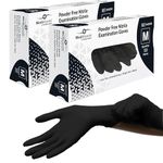 Farla Medical MediHands Disposable Medium Nitrile Gloves - Powder Free and Latex Free Surgical Gloves - Multi-Purpose, Single Use Medical Gloves - Box of 200, Black