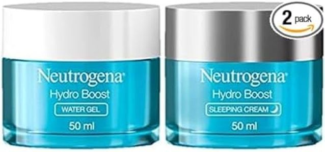 Neutrogena Hydro Boost Lot de 2 régimes d'hydratation jour et nuit pour peaux sèches, gel hydratant et crème de sommeil, purifié avec de l'acide hyaluronique, développé avec des dermatologues, 25 ml