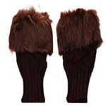 Gugzy® Women Fingerless Gloves Mitten Winter Warmer Faux Fur Knitted Gloves Hand Warmer Writing Typing Reading Driving Gloves (Brown)