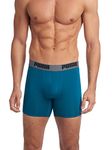 PUMA Men's 3 Pack Performance Boxer Briefs, Red/Grey/Teal, medium