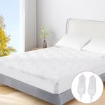 COZYTY Heated Mattress Topper (152x203cm)-Bed Warmer for Double Bed, 2 Detachable Controls Electric Blanket 6 Heat Settings & 10-Hour Auto-Off Timer, Overheat Protection, Machine Washable, White