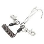 Diving Double Hook,316 Stainless Steel Diving Double Reef Hook with Spiral Coil Lanyard for Diving Equipment(Black)