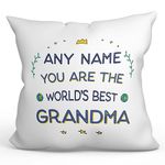 MUGFFINS Personalised Cushion for GRANDMOTHER/GRANDMA Padding included - in English - World's Best - Funny custom gift - Pillow: cover and filling 15.7x15.7 inches