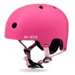 Micro Scooter | Bike/Scooter Deluxe Kids Helmet | Kids Bike Accessories | LED Rear Light | Protective Chin Strap | Inner Padding | Adjustable Strap & Sizing Wheel | Medium (55-58cm) | Glossy Pink
