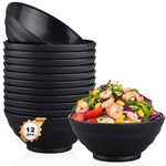 APEO Bowl Set of 12, 34oz Plastic Bowls Reusable for Kitchen, Dishwasher Microwave Safe Bowls, Unbreakable Soup Bowls for Kids, Cereal, Dessert, Salad, BPA-Free, Black