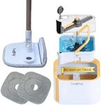 True & Tidy® TrueClean Spin Mop 2.0 w/Detachable Inner Bucket, Self Standing, Separates Clean and Dirty Water, Foldable Square Mop Head, Triple Jet Stream w/Hidden Brush, Replaceable 2pc Pads