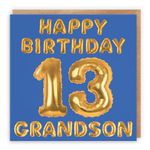 Hunts England - Grandson 13th Birthday Card - Happy Birthday - 13 - Grandson - Balloon Collection