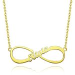 Gemsworld007 Personalized Name Necklace, Nameplate, Name pendant for girls customized Birthday Jewelry Gifts for Everyone - Single Name Infinity Style - Gold Plating