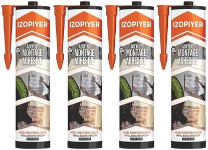 IZODEKOR Adhesivo de montaje - 4 Pack x 310 ml - Sellador acrílico de alta resistencia para paneles, madera, azulejos, vidrio y más | Agarre instantáneo para bricolaje y construcción