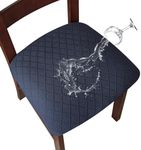 Genina Waterproof Seat Covers for Dining Room Chairs Covers Dining Chair Cover Kitchen Chair Covers (Navy Blue, 6 Pcs)