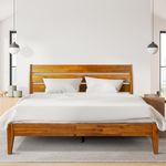 Acacia Emery 14 Inch Wood Platform Bed, Bed Frame with Headboard, Queen Size Bed Frame, Caramel