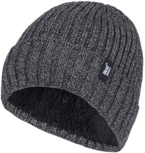 HEAT HOLDERS Rib Turn Over Winter Warm Thermal Beanie (Men's One Size Fits Most, Charcoal)