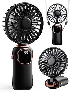 coldSky Portable Handheld Fan, 4000mAh Battery Operated 3 in 1 Multifunction Personal Travel Fan with Digital Display, 90° Foldable Desk Fan with Base, 5 Speed Lash Fan for Makeup/Office (Black)