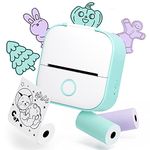 Memoqueen Mini Pocket Sticker Printer T02 Mini Sticker Printer, Mini Portable Bluetooth Thermal Printer with 3 Rolls Paper for Journal, Memo, Photo, DIY Scrapbook, Travel, Children Women Gifts, Green