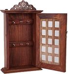 Blessing HANDICRAFTS Premium Sheesham Wooden Key Holder, Square Design Key Chain Holder for Small Size Keys, (12 x 6.5) Inches, Crafted by Saharanpur Artisans, Wooden Brown Colour