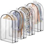 4 Pack Full Clear Garment Bags, 40" Clothes Covers with 10" Gusseted, Transparent Bags for Hanging Clothes, Suit Bags, Coat Covers for Closet with Side Zip for Coats, Jackets, Windbreaker, Dress