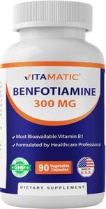 Vitamatic Benfotiamine 300 mg 90 Vegetarian Capsules - Also Called Fat Soluble Vitamin B1 (90 Count (Pack of 1)) (1 Bottle)