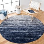 Safavieh Adirondack Collection ADR113N Modern Ombre Area Rug, 6' 7" Round, Navy/Ivory