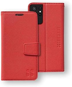 SafeSleeve EMF Protection Anti Radiation Samsung Galaxy Case: Galaxy S23 Ultra RFID EMF Blocking Wallet Cell Phone Case (Red)