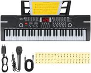 Hricane Kids Piano Keyboard, 61 Keys Beginner Electronic Keyboard Portable Digital Music Keyboard, Early Education Music Instrument with Microphone & Music Sheet Stand, Gift for Boys and Girls