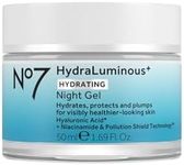 No7 HydraLuminous+ Hydrating Night Gel Moisturizer - Hyaluronic Acid and Vitamin B3 Niacinamide Face Moisturizer to Hydrate, Protect & Refresh Skin - Supports Skin Barrier Repair (1.69 Fl Oz)