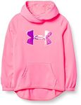 Under Armour Girls' Armour Fleece Irdsnt Big Logo Hood, Cerise (653)/Iridescent, Youth Large