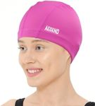 Aegend Fabric Swim Cap, Silicone Waterproof Layer - Breathable Cloth Swimming Cap, Keep Hair Dry with Hight Elasticity for Women Men Youth Kids, 2 Sizes to Choose (Pink, Large)