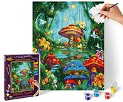 Schipper 609240867 Painting by Numbers - Magic Mushroom Village - Painting Pictures for Adults Including Brush and Acrylic Paints 24 x 30 cm