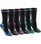 Dickies womens Dritech Advanced Moisture Wicking Crew Sock (6/12 Packs)Black Assorted (6 Pairs),Shoe Size: 6-9