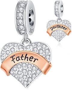 Family Charms, 925 Sterling Silver Mother Father Daughter Son Sister,Godmother Goddaughter Nana,Husband Wife,Aunt,Faith,Best Friends,I Love You Heart Pendant,fit for Birthday/European DIY Bracelet, Sterling Silver Rose Gold, Cubic Zirconia