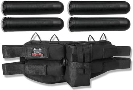 Maddog 4+1 Entry Level Paintball Harness Pod Pack Belt with HPA CO2 Tank Holder Pouch | Includes (4) Paintball Pods