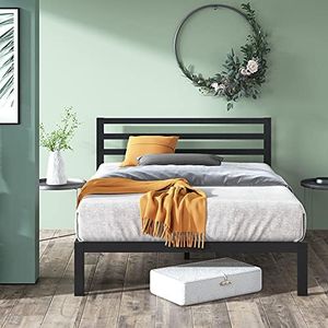 Zinus Mia King Black Bed Frame Modern Metal Steel Headboard Furniture Mattress Platform with Under Bed Storage