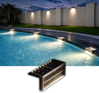 SHONELIGHTING Solar Pool Lights, IP67 Waterproof Step Lights for Outside, Heavy Duty Stainless-Steel Retaining Wall Light, Ultra-Thin & Anti-Trip 26LEDs in 2-Way for Path, Stair (Warm White, 6Pack)