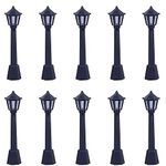 Dong Huang 10pcs Mini Miniature Street Light Model, Railway Train Solar Lamp Post Lamps, Outdoor Pathway Lantern Post for Dollhouse Decoration Micro Landscape Fairy Garden Lighting Accessories, Black