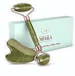 Sdara Gua Sha Stone and Jade Roller Set - Face Massager to Reduce Puffiness and Stimulate Circulation - Skincare Tools