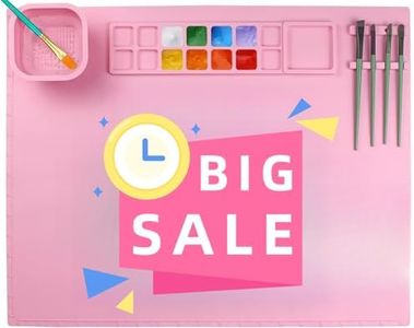 Silicone Painting Mat 20x16 Inches,Large Art Mat with Detachable Water Cup, Non-Slip Craft Trays Reusable Surface for Resin, Clay, Play Doh, DIY Arts & Crafts, Perfect Kids Gift for Girls Boys (Pink)
