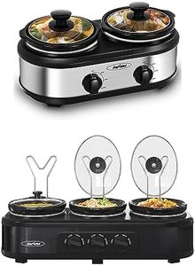 Slow Cooker, Dual and Black Triple Slow Cooker Buffet Server Multiple Pot Food Warmer, Slow Cooker Buffet Food Warmer Adjustable Temp Lid Rests Stainless Steel