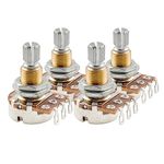 Musiclily Pro B500K Brass Thread Metric Mini Potentiometers Split Shaft Linear Taper Pots for Electric Guitar Bass (Set of 4)