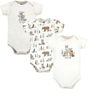 Hudson Baby Unisex Baby Cotton Bodysuits, Forest Animals 3-pack, 0-3 Months