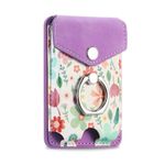 LoveMeGo for MagSafe Wallet, Printed Leather Magnetic Phone Wallet with Ring Holder, Compatible with iPhone 15/14/13/12 Series, 3 Card Holder (Purple)