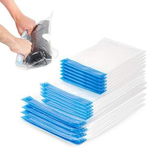 BRAMBLE 15 Premium Reusable Vacuum Storage Bags - Travel Roll Up Compression Bags, 3 Sizes - No Vacuum or Pump Needed - 75% More Space