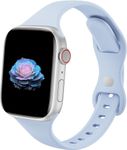 Sycamond Thin Silicone Band Compatible with Apple Watch 46mm 45mm 44mm 42mm, Slim Narrow Replacement Sport Strap Wristband for iWatch Series SE 10 9 8 7 6 5 4 3 Ultra 2 1 Women Men, S/M Light Blue