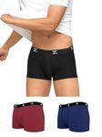 XYXX Men's Underwear Ace IntelliSoft Micro Modal Trunk Pack of 3 (Twilight Blue;Rio Red;Black; L)