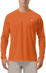 Roadbox Mens UPF 50+ UV Sun Protection Shirts Outdoor Long Sleeve SPF Diving Rash Guard for Fishing Hiking Swimming Orange
