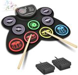 OFFCUP Electronic Drum Kit, 9 Drum Pad Electronic Drum Set, Portable Roll-Up Drum Pad Silicone Electronic Drum Set with Build-in Stereo Speakers, Great Birthday Gifts for Kids