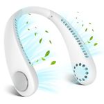 Neck Fan, Portable Neck Fans Mini Fan USB Rechargeable, Bladeless 2600mAh 3 Speed 360° Airflow Cooling, Quiet Neck Fan Wearable Personal Fan for Women Men Home Office Travel Sports Outdoor, White