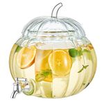 Eden & Willow Pumpkin Glass Drink Dispenser with Tap, 6L | Rust Proof & Leak Proof Beverage Dispenser | Wide Mouth Water Jar