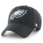 47 NFL Philadelphia Eagles MVP Unisex Baseball Cap, Adjustable Hook & Loop Strap, Team Logo, Colour Black