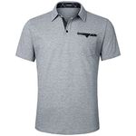 Enlision Grey Polo Shirts for Men Adult Short Sleeve Golf Polo Shirt with Pocket Summer Casual Polo t-Shirts L